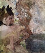 Edgar Degas The Female actress in the background painting
